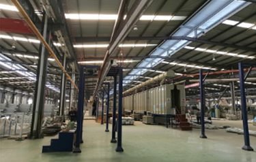 Powder coating line for sheet metal parts